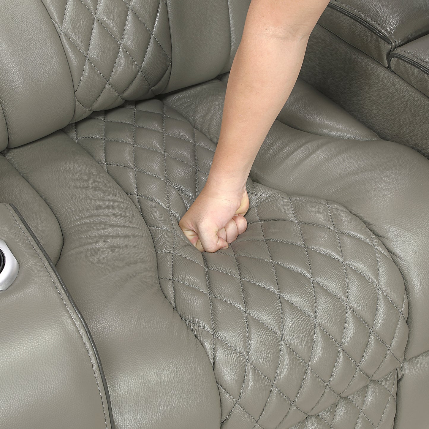 Apex Power Reclining Sofa W/ Heat & Massage GREY LEATHER