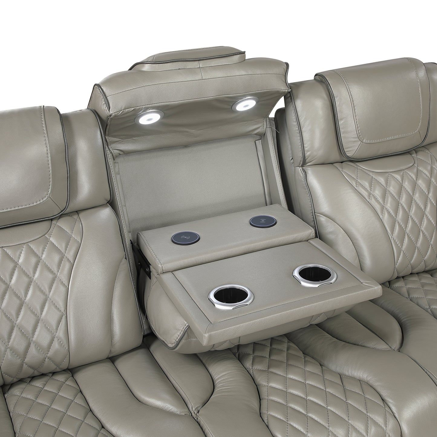 Apex Power Reclining Sofa W/ Heat & Massage GREY LEATHER