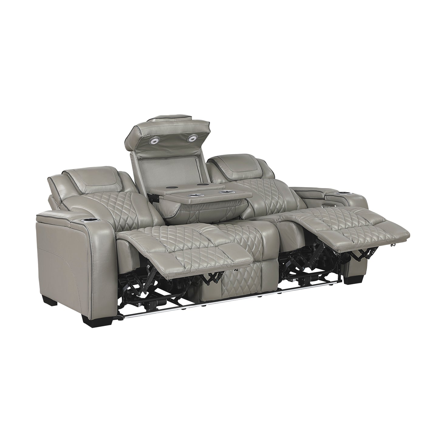 Apex Power Reclining Sofa W/ Heat & Massage GREY LEATHER