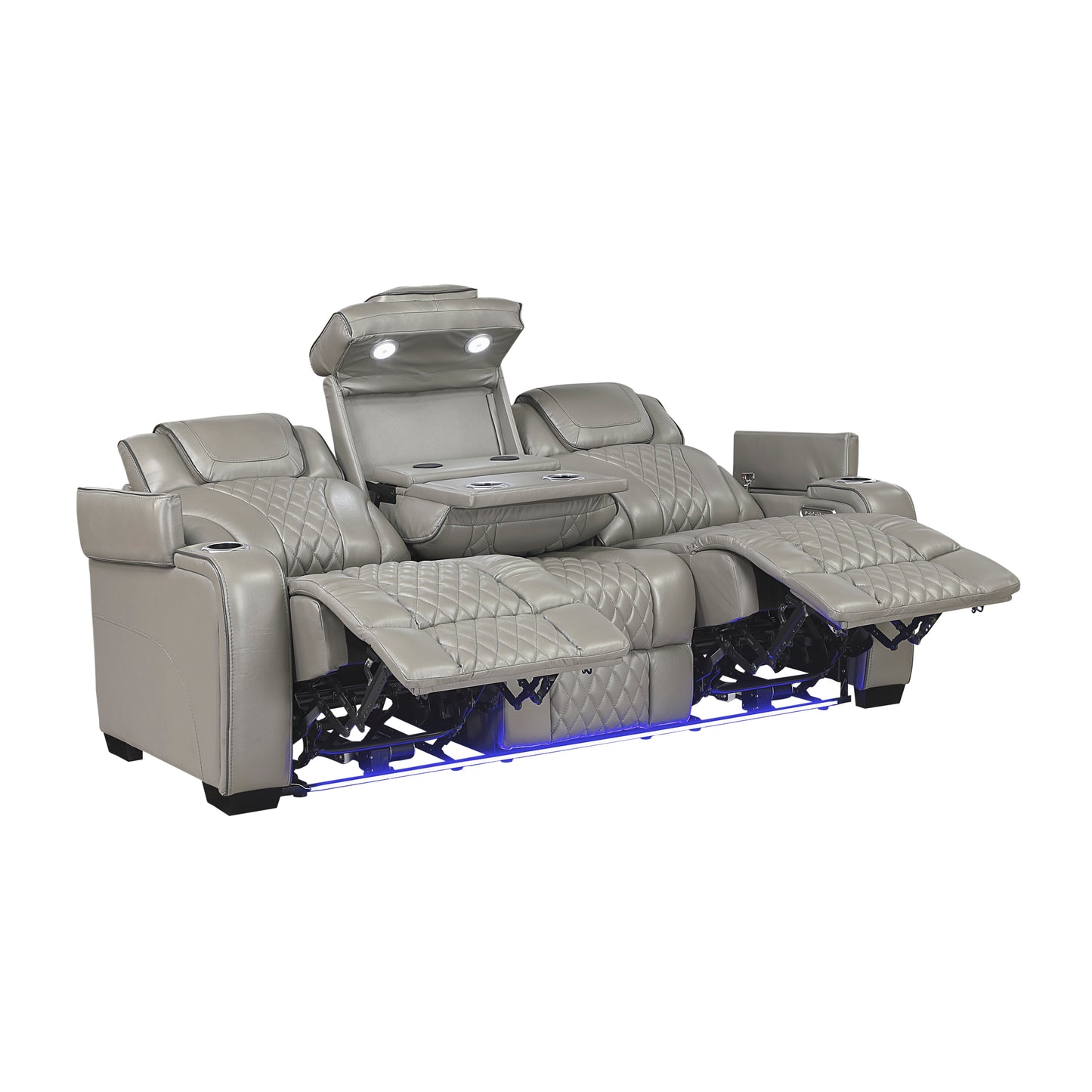 Apex Power Reclining Sofa W/ Heat & Massage GREY LEATHER