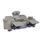 Apex Power Reclining Sofa W/ Heat & Massage GREY LEATHER