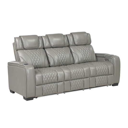 Apex Power Reclining Sofa W/ Heat & Massage GREY LEATHER