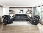 Huron Power Reclining Sofa BLACK VINLY