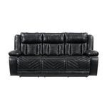 Huron Power Reclining Sofa BLACK VINLY