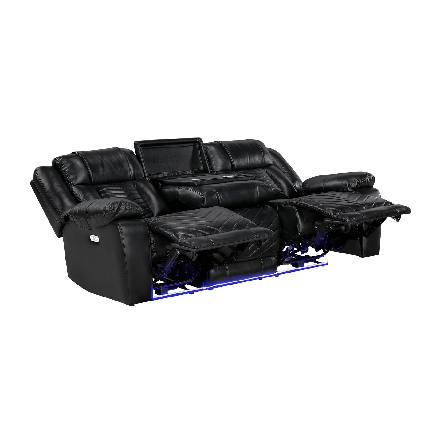 Huron Power Reclining Sofa BLACK VINLY