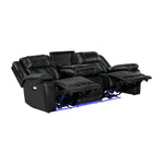 Huron Power Reclining Sofa BLACK VINLY