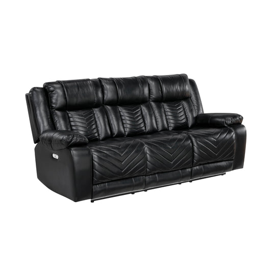 Huron Power Reclining Sofa BLACK VINLY
