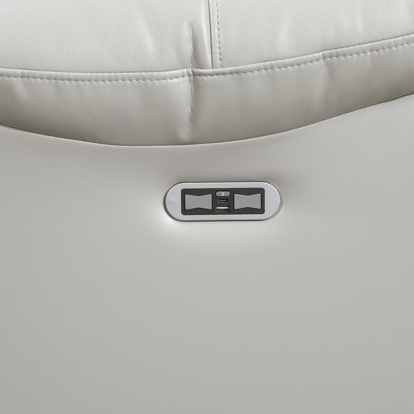 Huron Power Reclining Sofa GREY VINYL