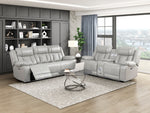 Huron Power Reclining Sofa GREY VINYL