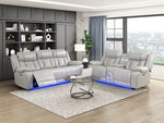Huron Power Reclining Sofa GREY VINYL