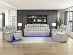 Huron Power Reclining Sofa GREY VINYL