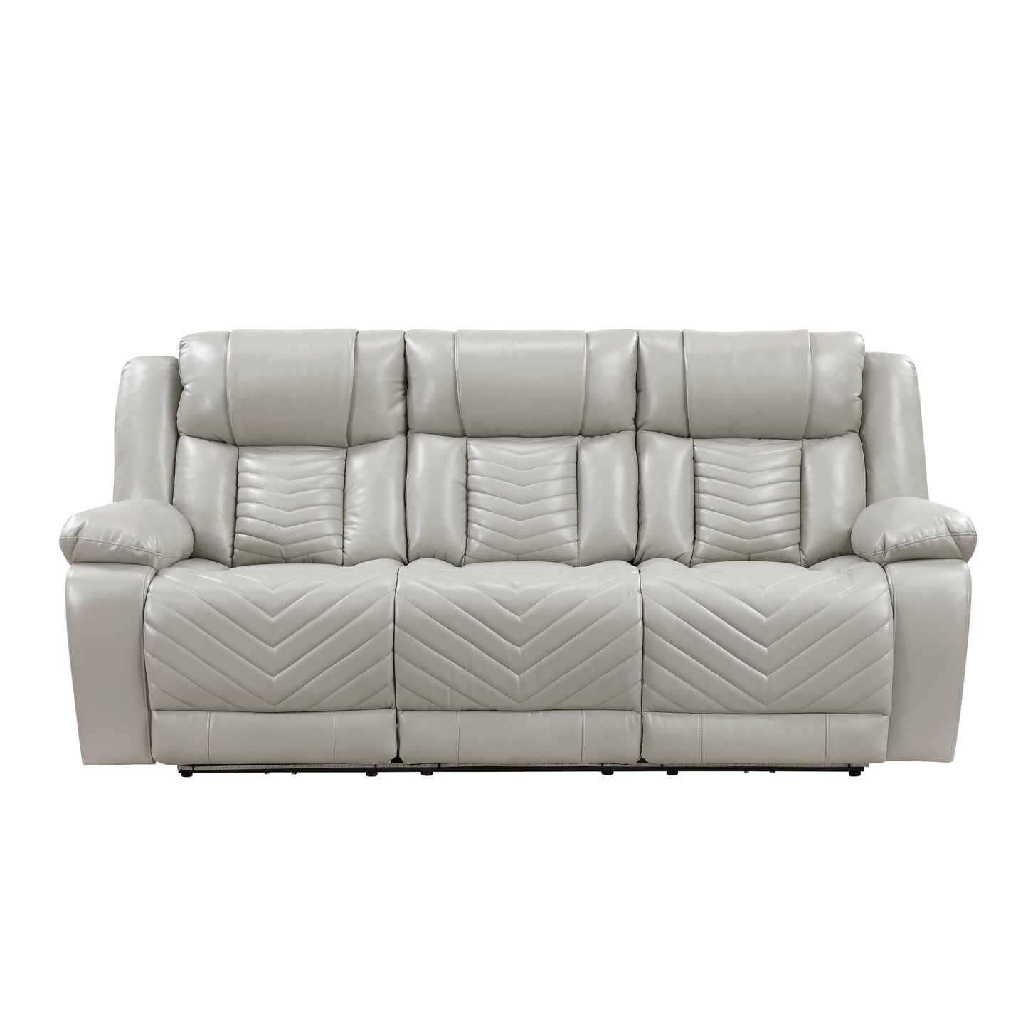 Huron Power Reclining Sofa GREY VINYL