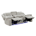 Huron Power Reclining Sofa GREY VINYL