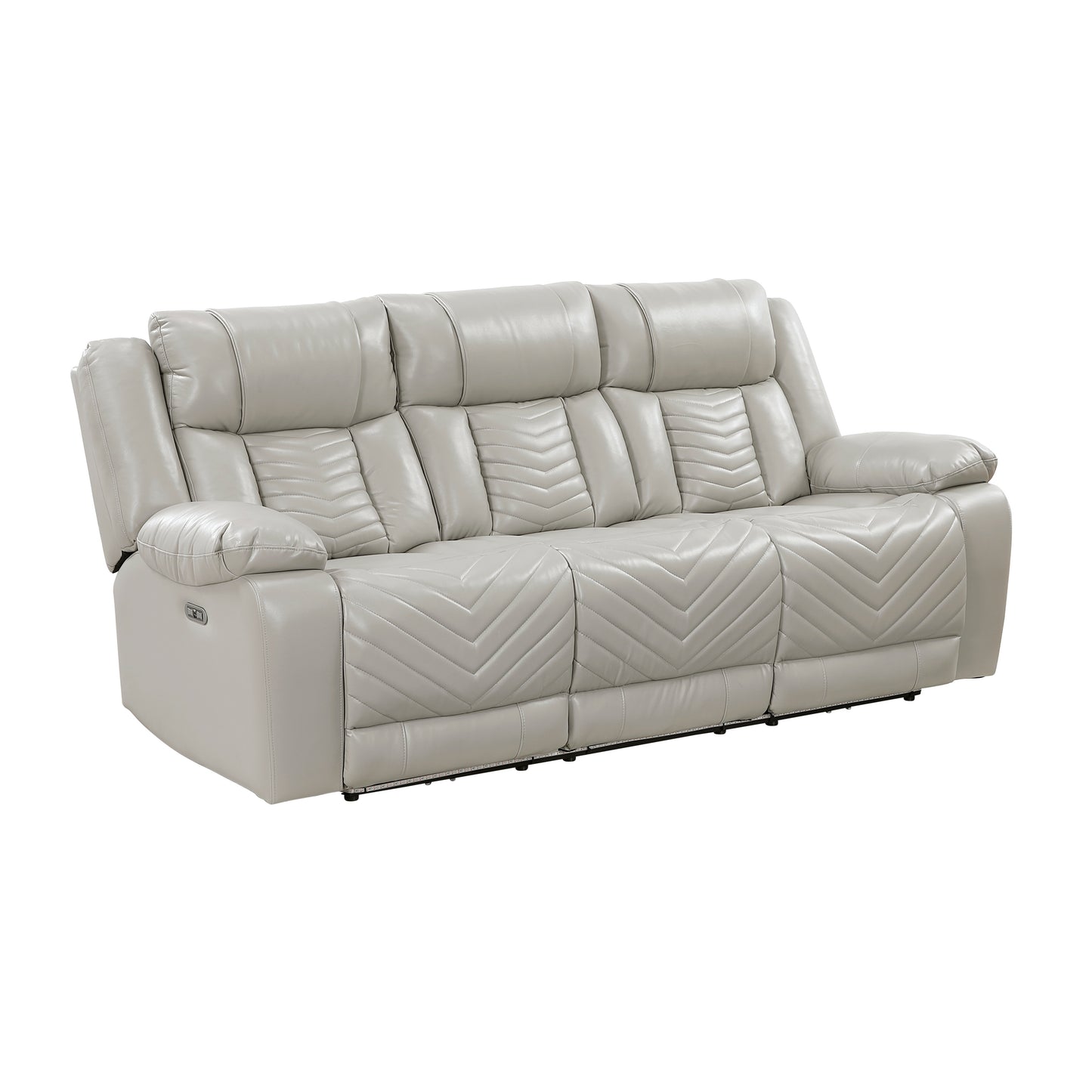 Huron Power Reclining Sofa GREY VINYL