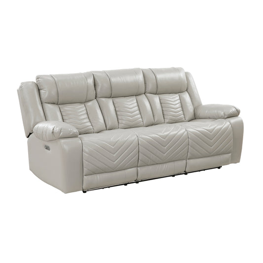 Huron Power Reclining Sofa GREY VINYL