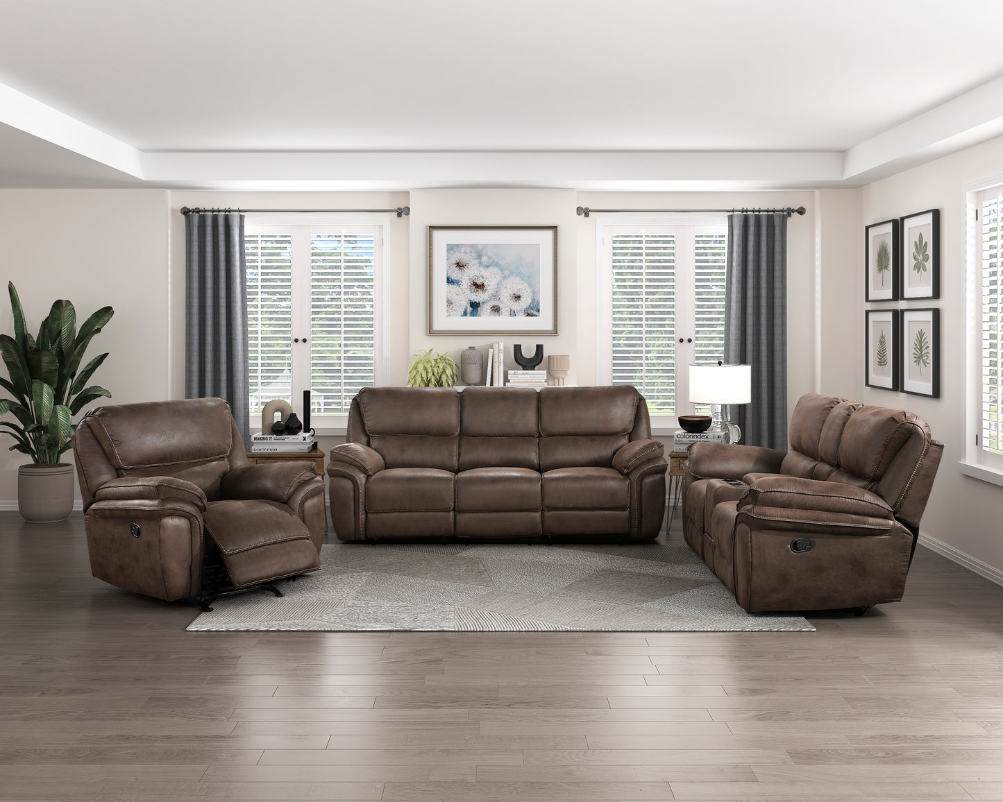 Proctor Reclining Sofa BROWN MICROFIBER