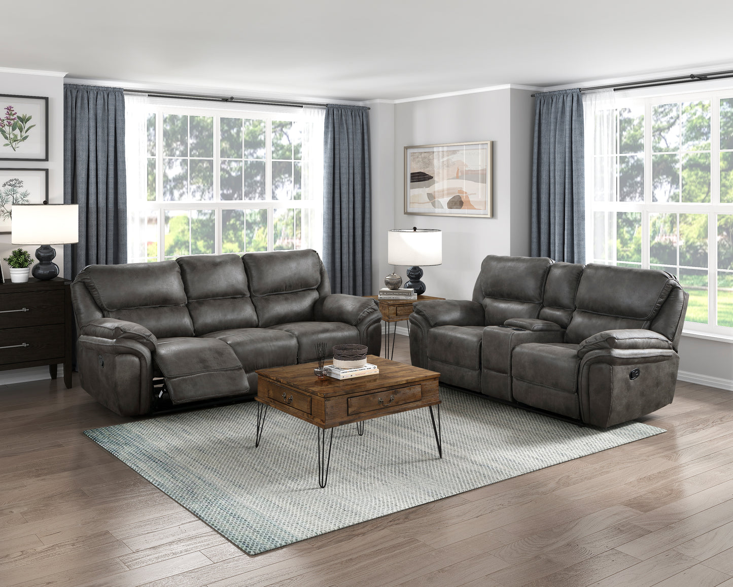 Proctor Reclining Sofa GREY MICROFIBER