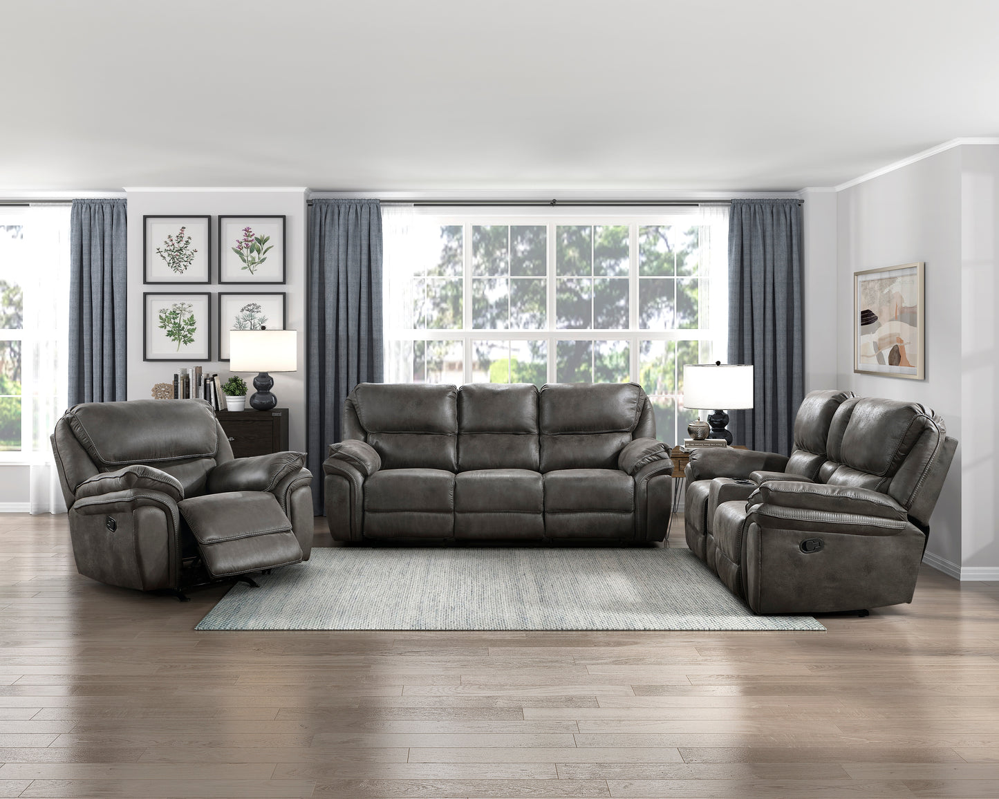 Proctor Reclining Sofa GREY MICROFIBER