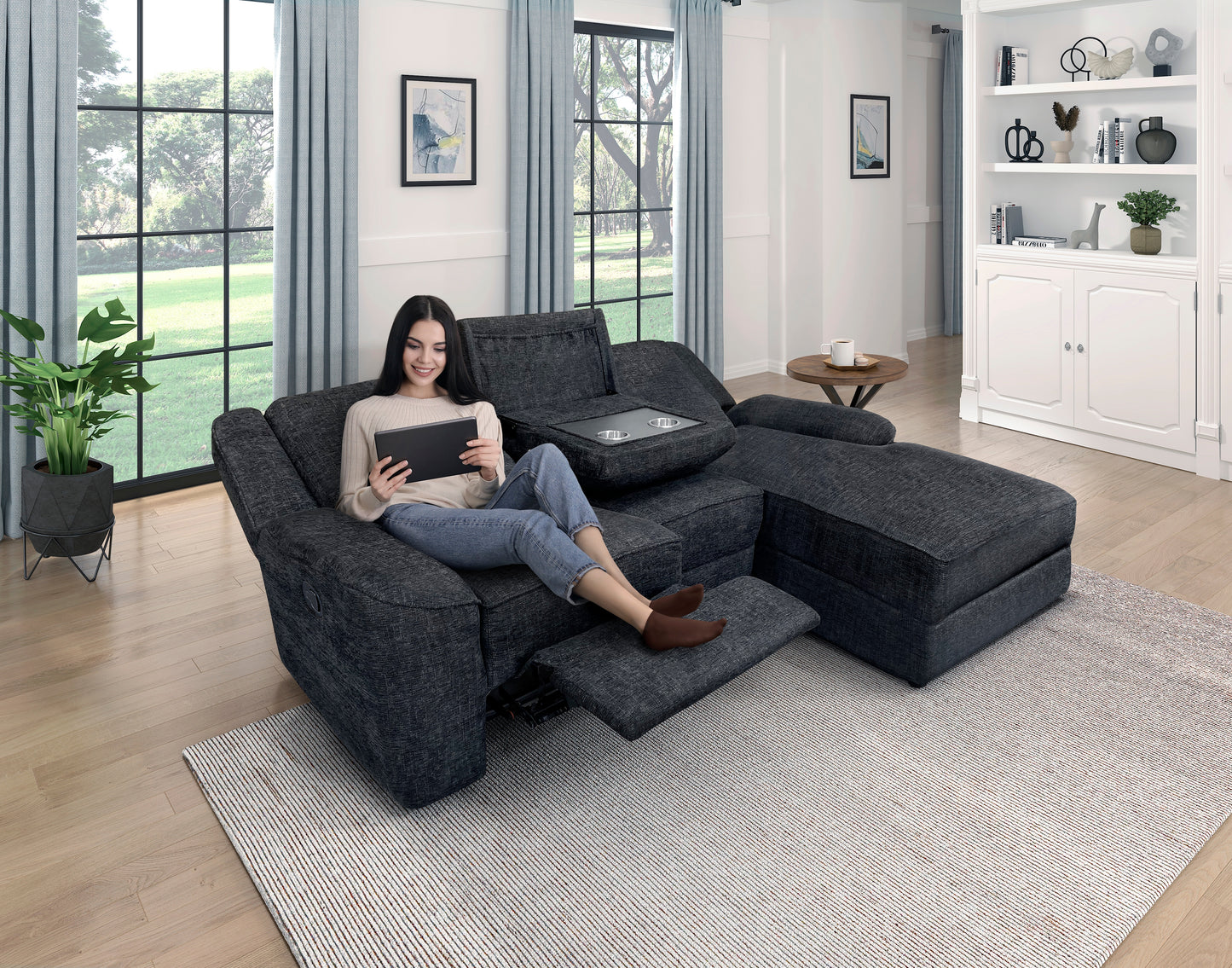 Monterey Reclining Sofa Chaise EBONY