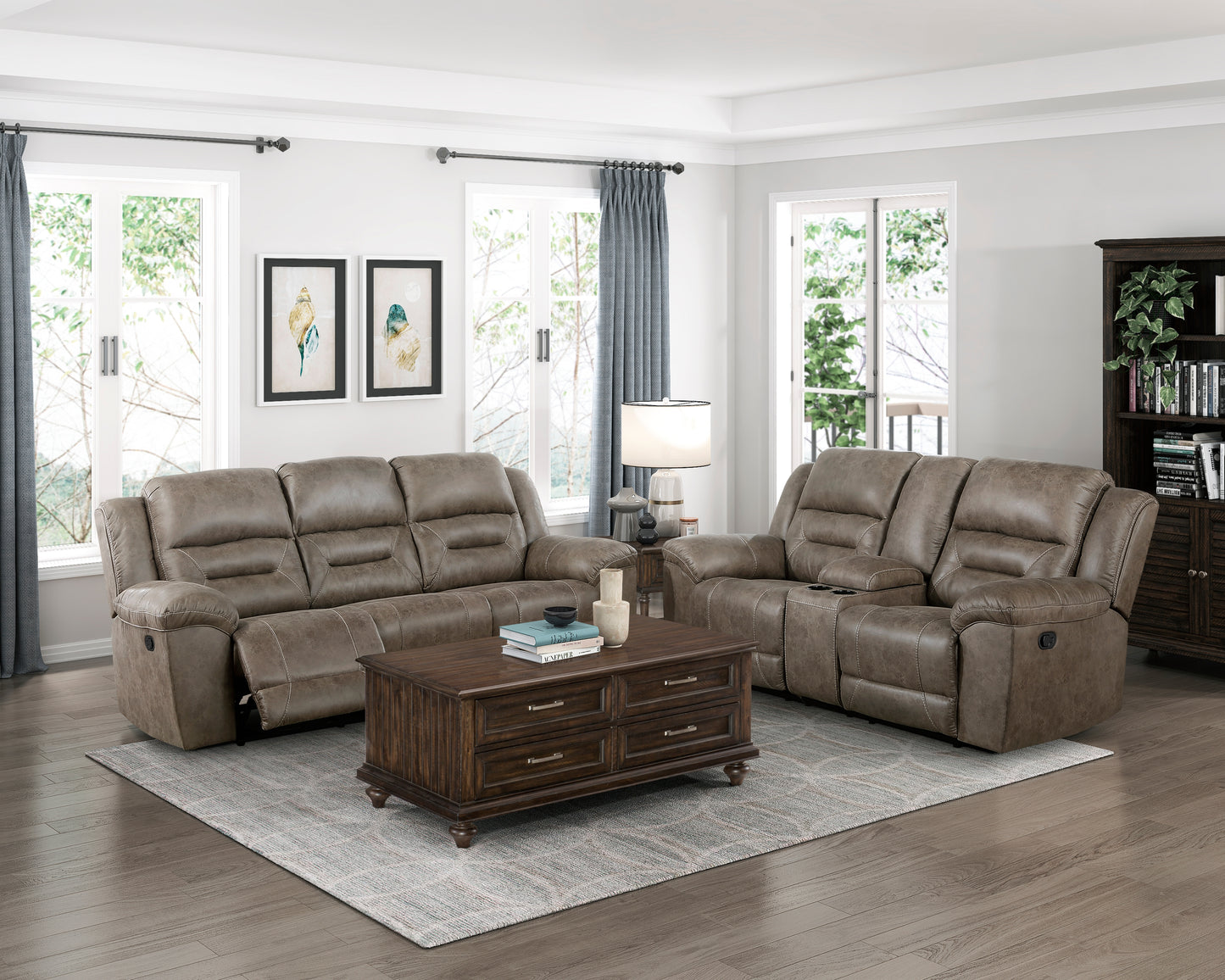 Hazen Reclining Sofa BROWN MICROFIBER