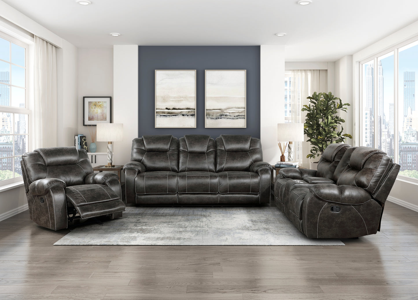 Gainesville Reclining Sofa CHOCOLATE MICROFIBER