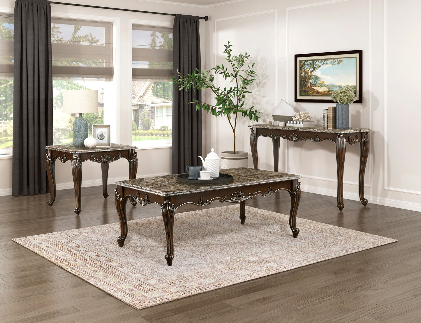Balthasar Marble Sofa Table CHERRY