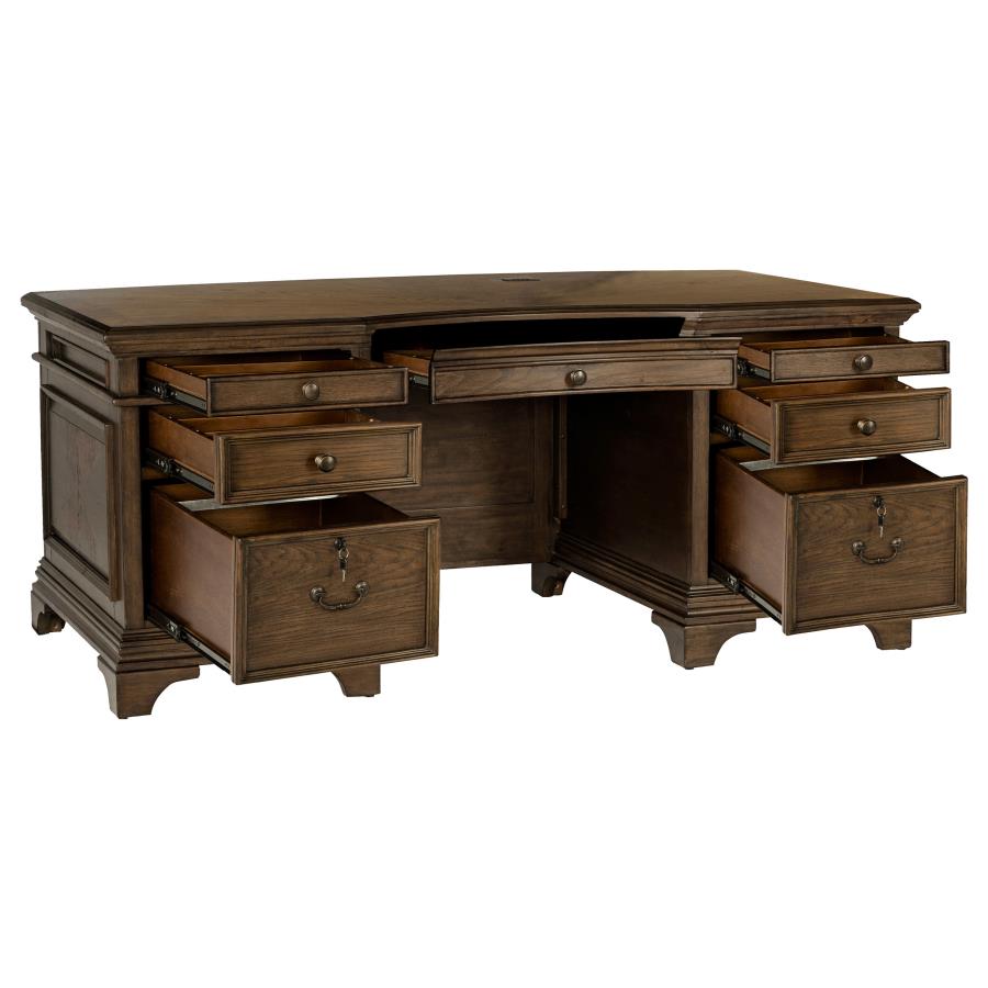 HARTSHILL 72-INCH 7-DRAWER EXECUTIVE DESK BURNISHED OAK
