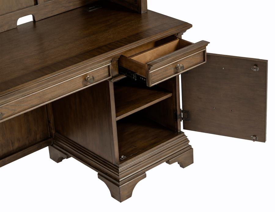 HARTSHILL 66-INCH 5-DRAWER CREDENZA OFFICE DESK BURNISH OAK