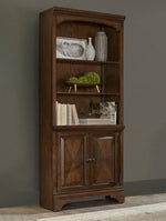 HARTSHILL 78-INCH 3-SHELF CABINET BOOKCASE BURNISHED OAK