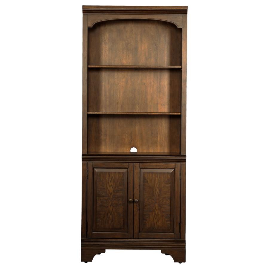 HARTSHILL 78-INCH 3-SHELF CABINET BOOKCASE BURNISHED OAK