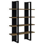 DANBROOK 71-INCH 4-SHELF BOOKSHELF BLACK AND AGED WALNUT