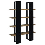 DANBROOK 71-INCH 4-SHELF BOOKSHELF BLACK AND AGED WALNUT