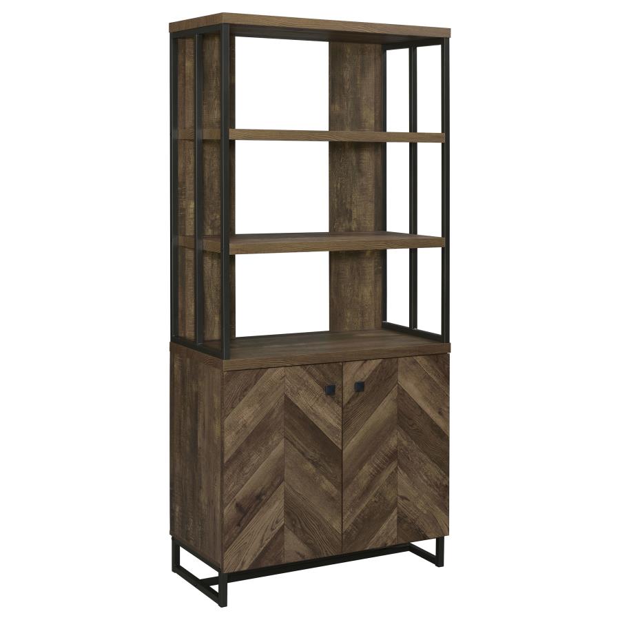 MILLBROOK 71-INCH 2-DOOR STORAGE BOOKSHELF RUSTIC OAK