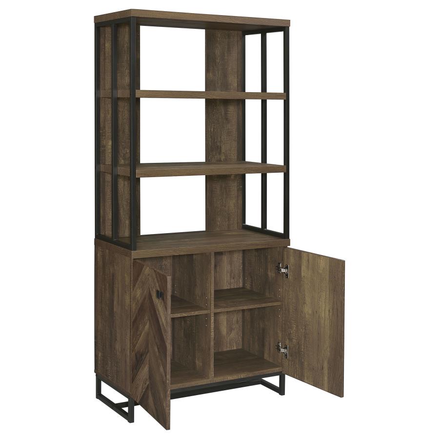 MILLBROOK 71-INCH 2-DOOR STORAGE BOOKSHELF RUSTIC OAK