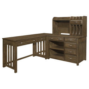 Blanche 4pc Corner Desk (Desk+Corner+Credenza+Hutch) GREY BROWN