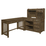 Blanche 4pc Corner Desk (Desk+Corner+Credenza+Hutch) GREY BROWN