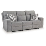 Biscoe PWR REC Sofa with ADJ Headrest PEWTER