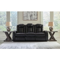 Caveman Den PWR REC Vinyl Sofa with ADJ Headrest MIDNIGHT
