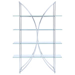 LARSON 73-INCH 4-SHELF GLASS BOOKSHELF CHROME