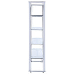 LARSON 73-INCH 4-SHELF GLASS BOOKSHELF CHROME