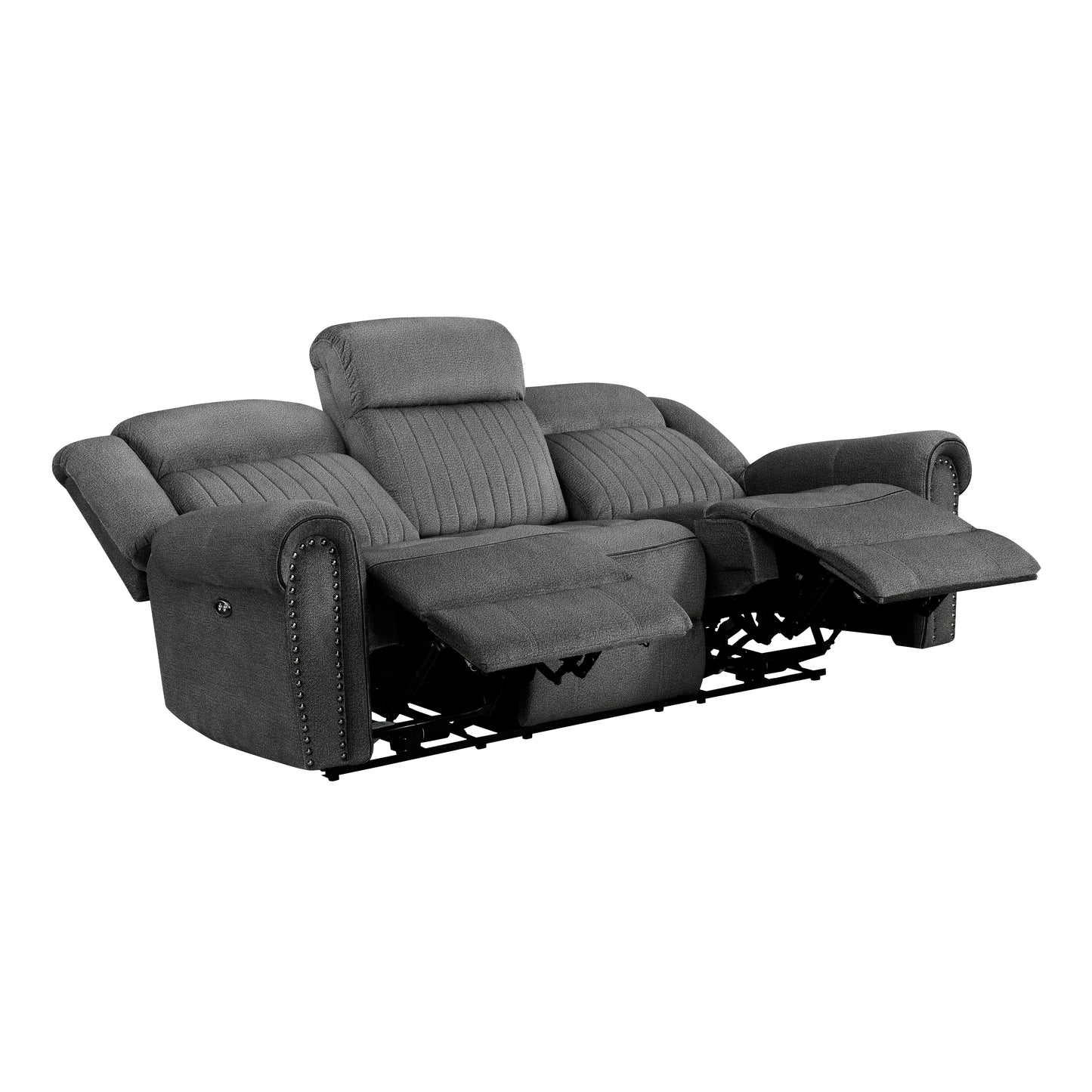 Brennen Power Reclining Sofa CHARCOAL MICROFIBER