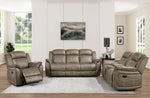 Centeroak Reclining Sofa SANDY OAK MICROFIBER