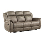Centeroak Reclining Sofa SANDY OAK MICROFIBER