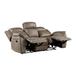 Centeroak Reclining Sofa SANDY OAK MICROFIBER