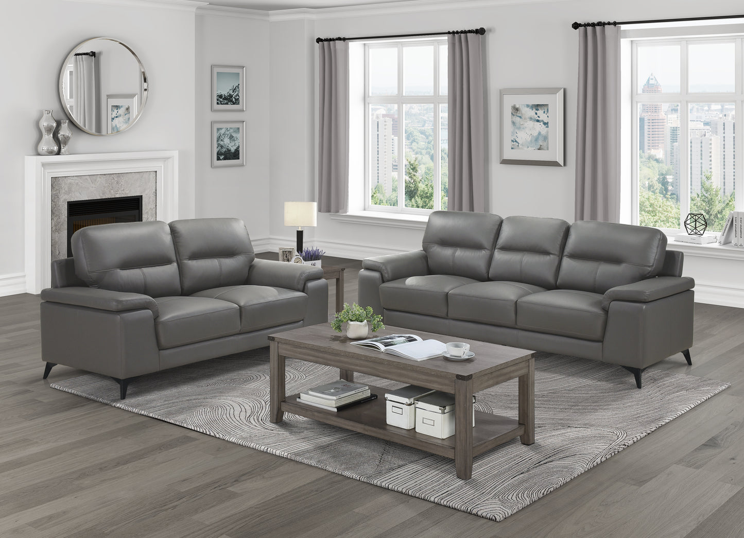 Mischa Sofa DARK GREY LEATHER