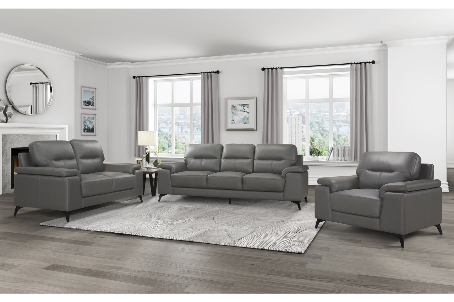 Mischa Sofa DARK GREY LEATHER