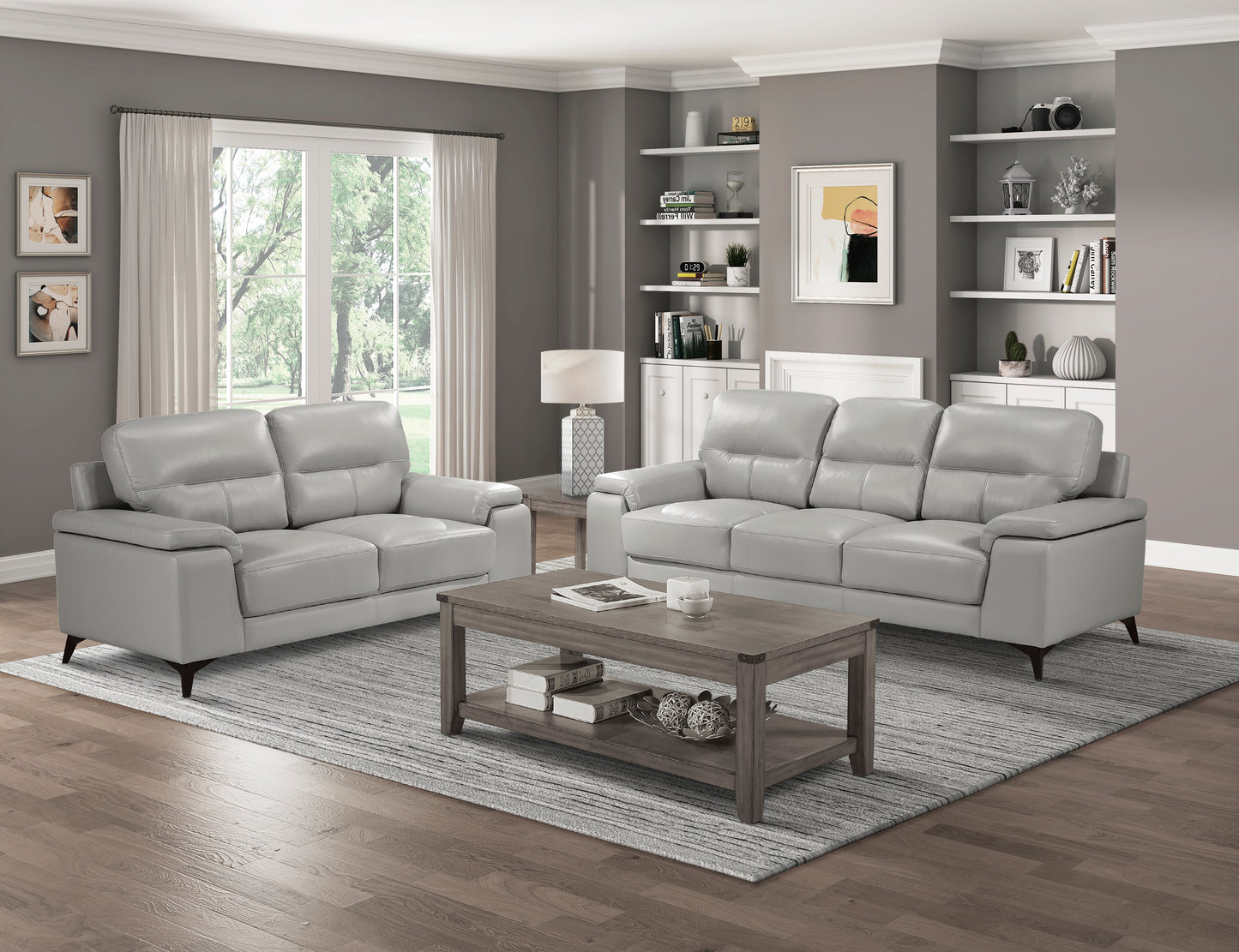 Mischa Sofa SILVER GREY LEATHER