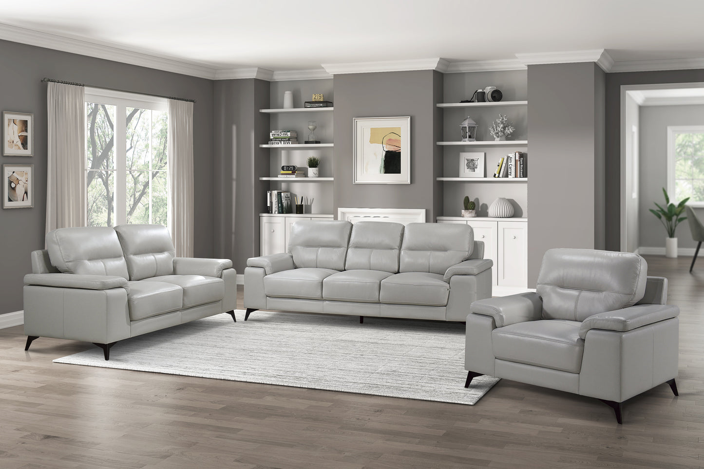 Mischa Sofa SILVER GREY LEATHER