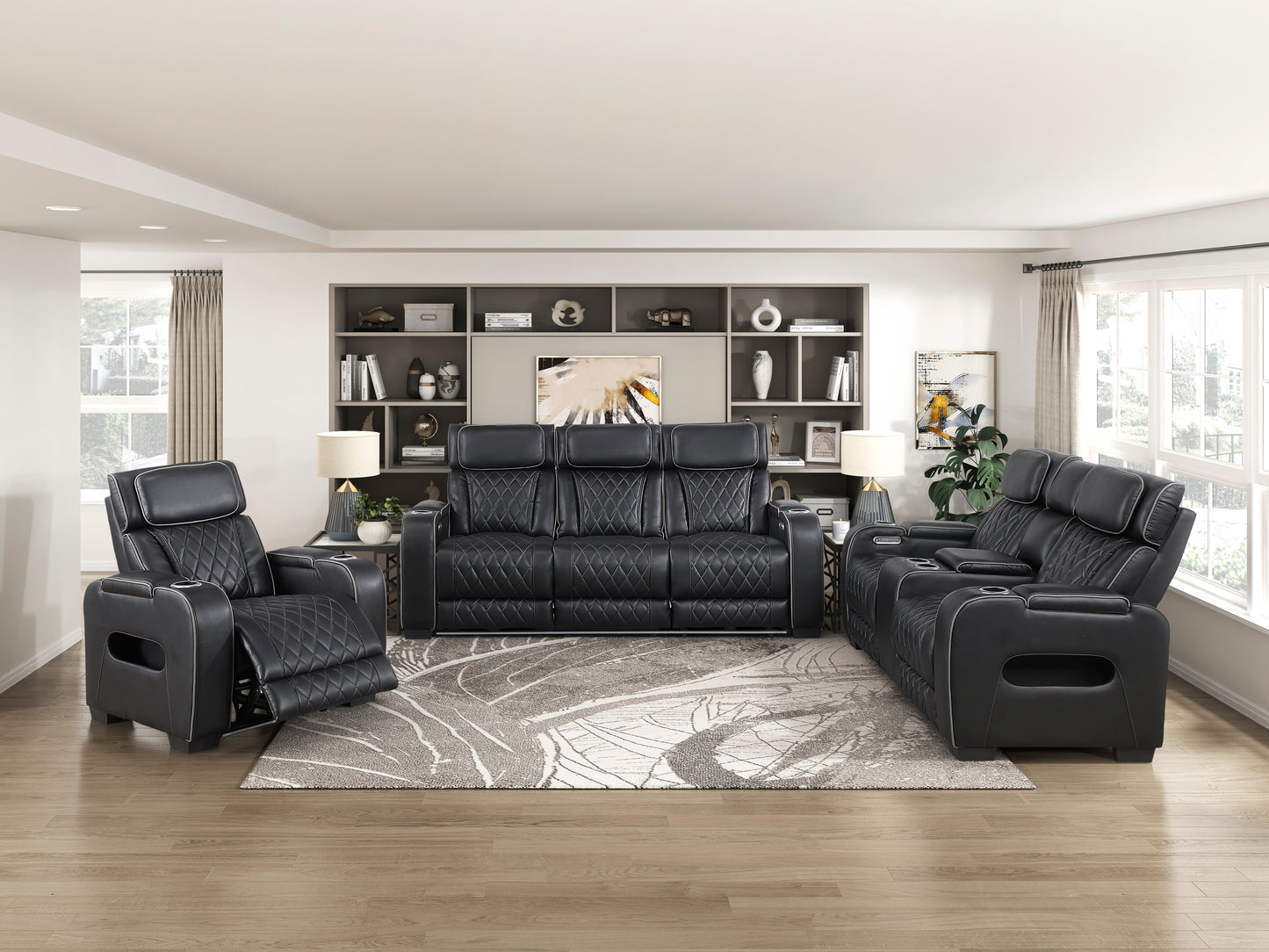 Fairway Power Reclining Sofa BLACK VINLY