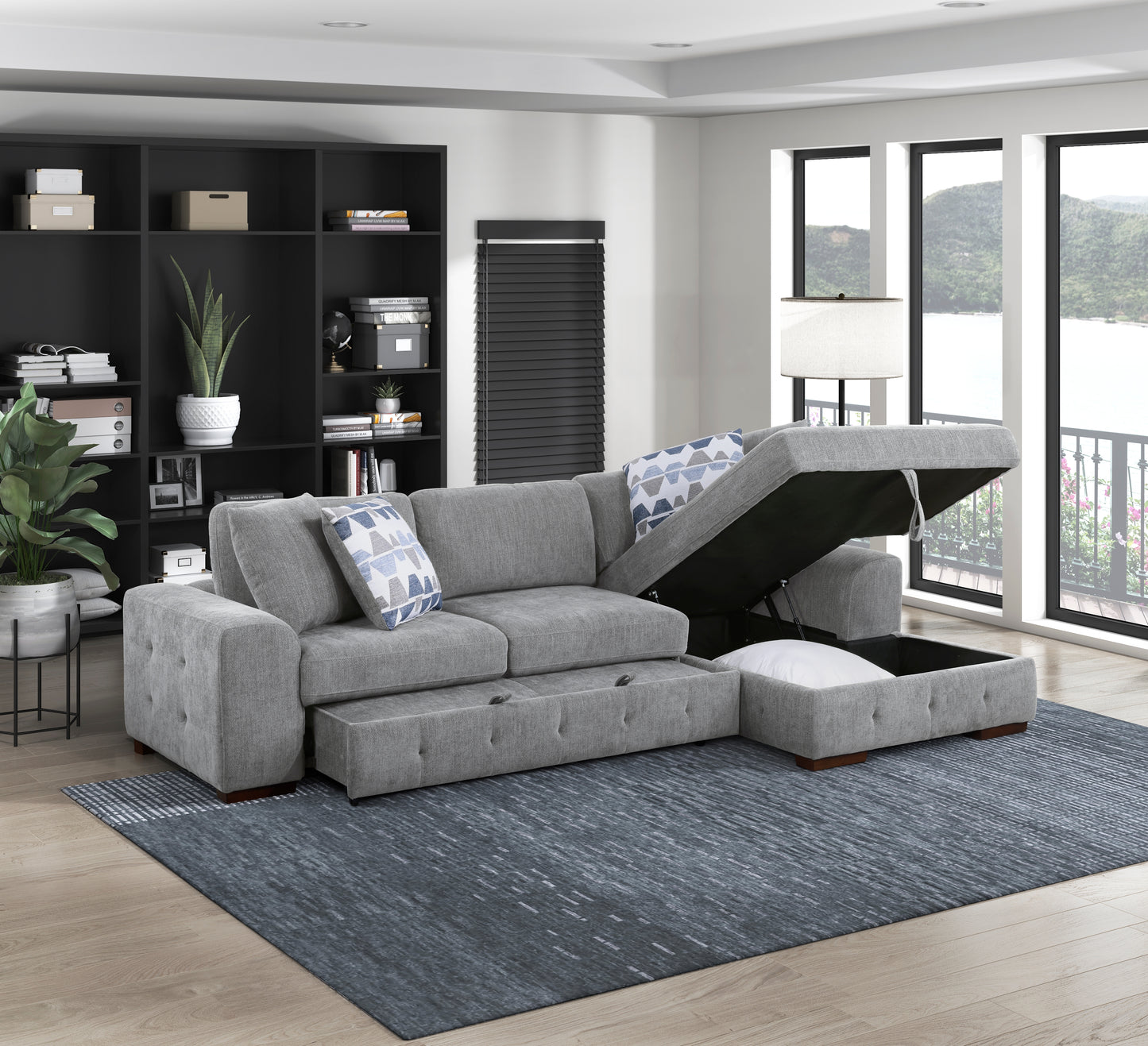 Raife Sleeper Sectional LEFT OR RIGHT CHAISE GREY